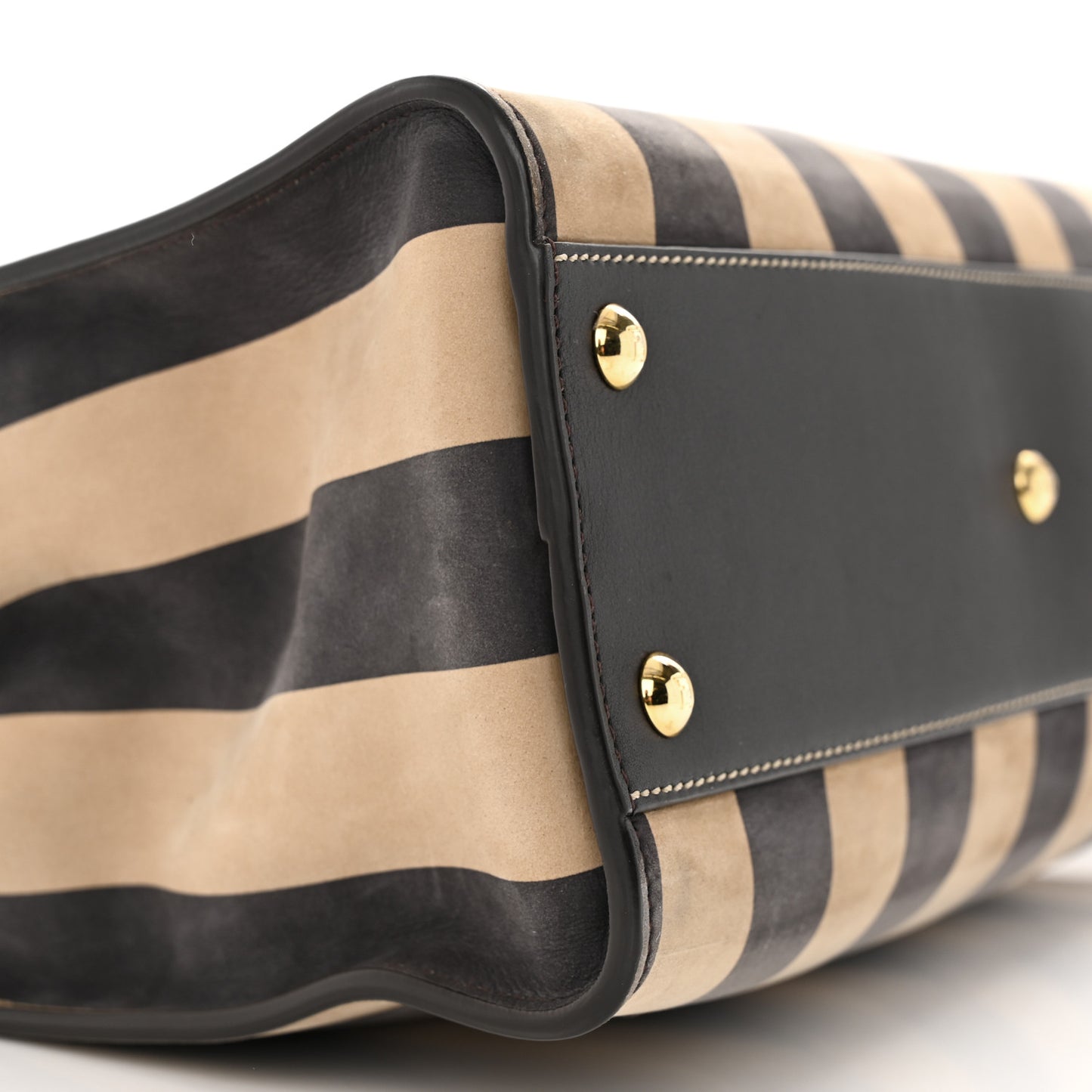 Vitello Nabuk Seta Pequin Medium Peekaboo Iconic Satchel Tobacco Moro Ebano