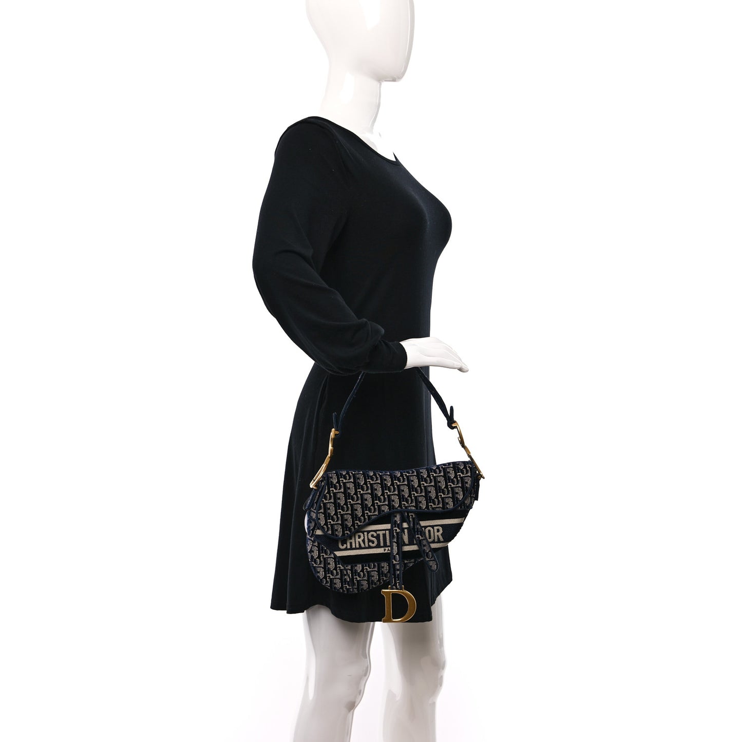 Velvet Oblique Saddle Bag Blue