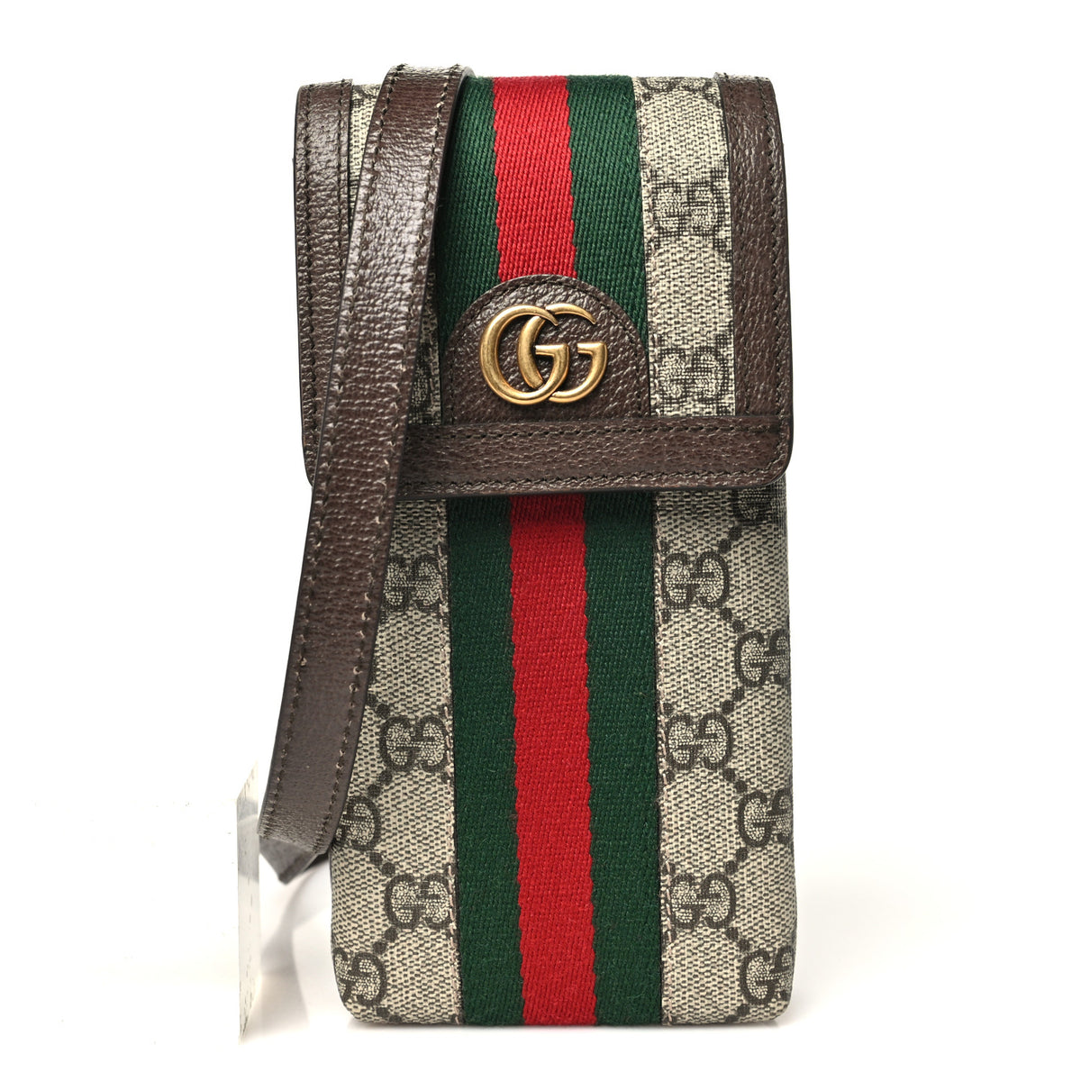 GG Supreme Monogram Web Ophidia Phone Crossbody Bag Beige New Acero