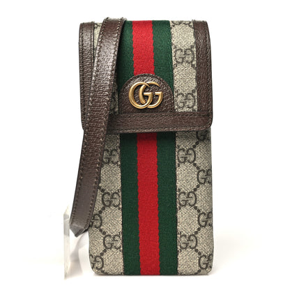 Gucci GG Supreme Monogram Web Ophidia Phone Crossbody Bag Beige New Acero 1 of 9