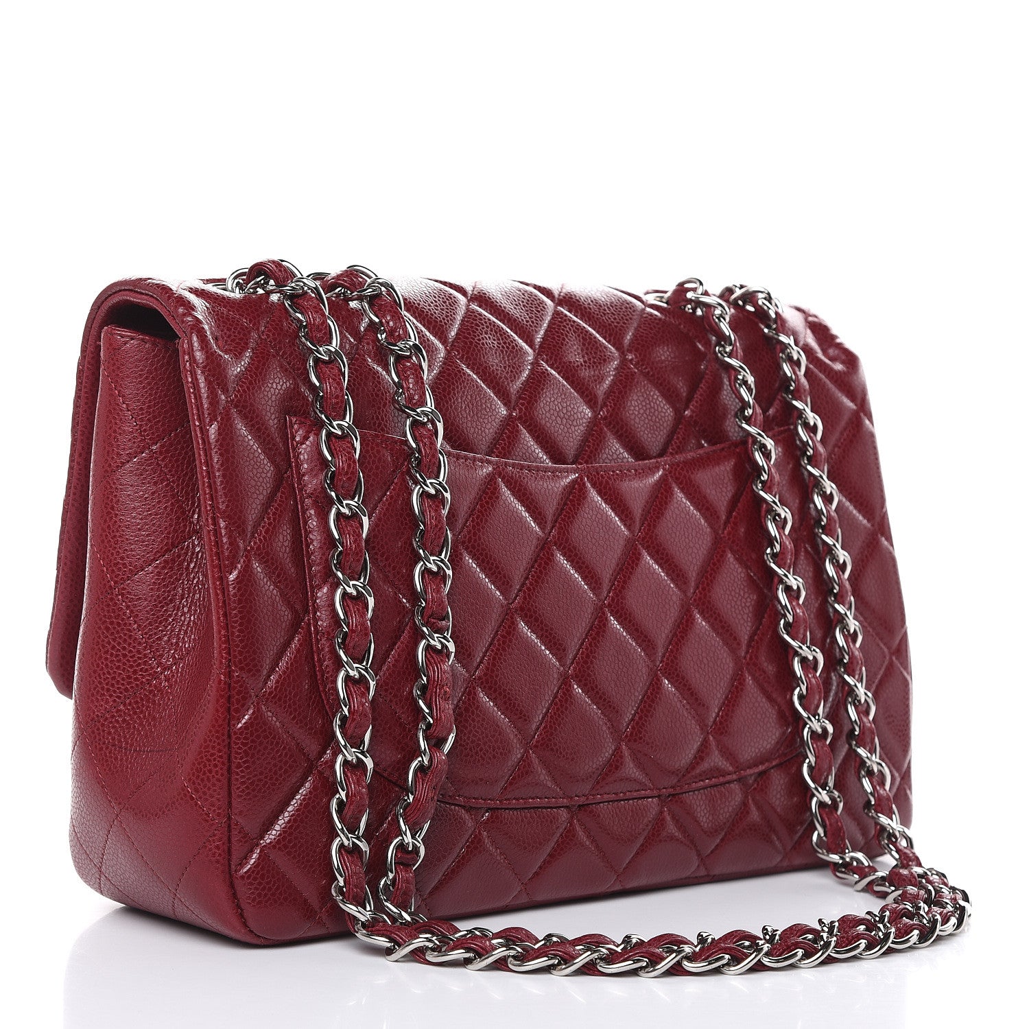 Chanel Caviar Quilted Jumbo Single Flap Dark Red 3 of 15