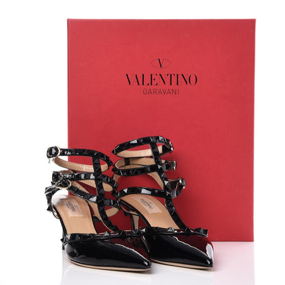 Valentino Garavani Patent Monochrome Rockstud Ankle Strap 65mm Pumps 37 Black 12 of 12