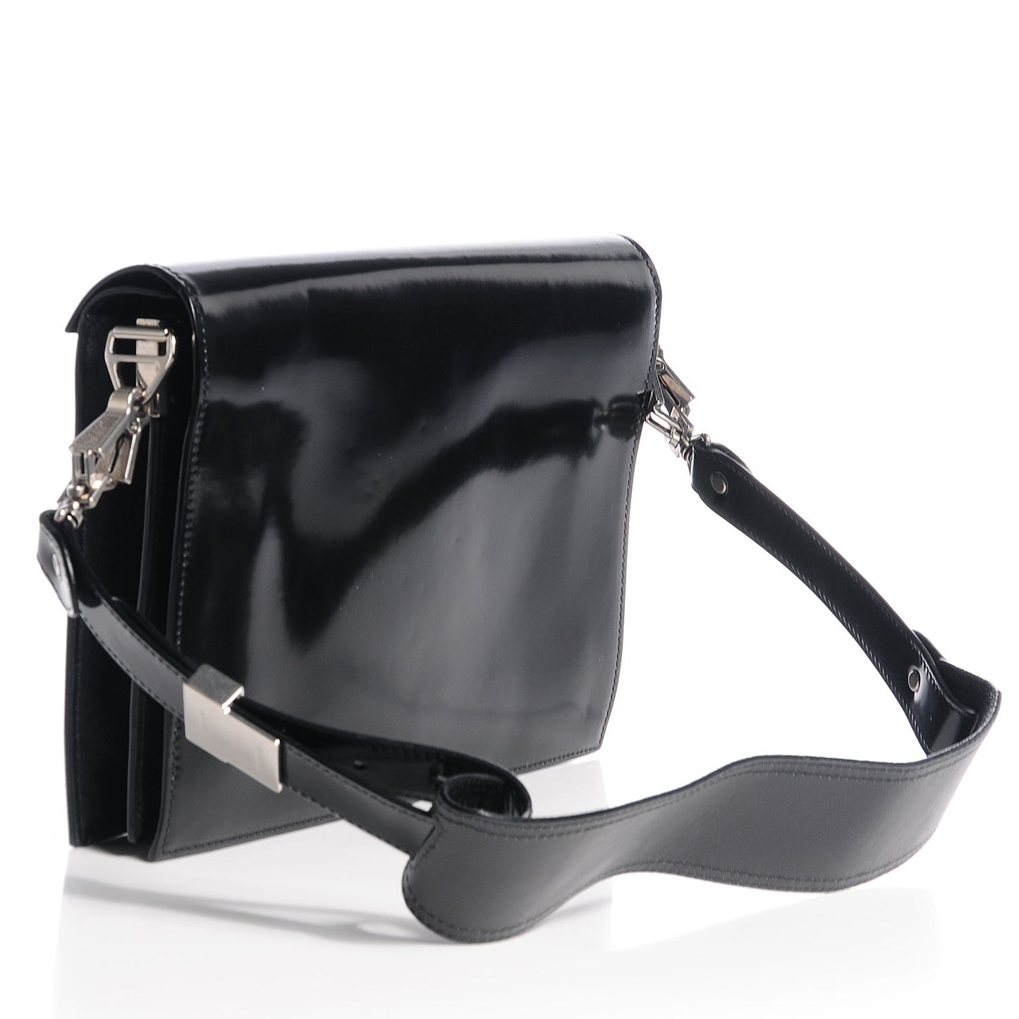 Calfskin Medium Journal Shoulder Bag Black