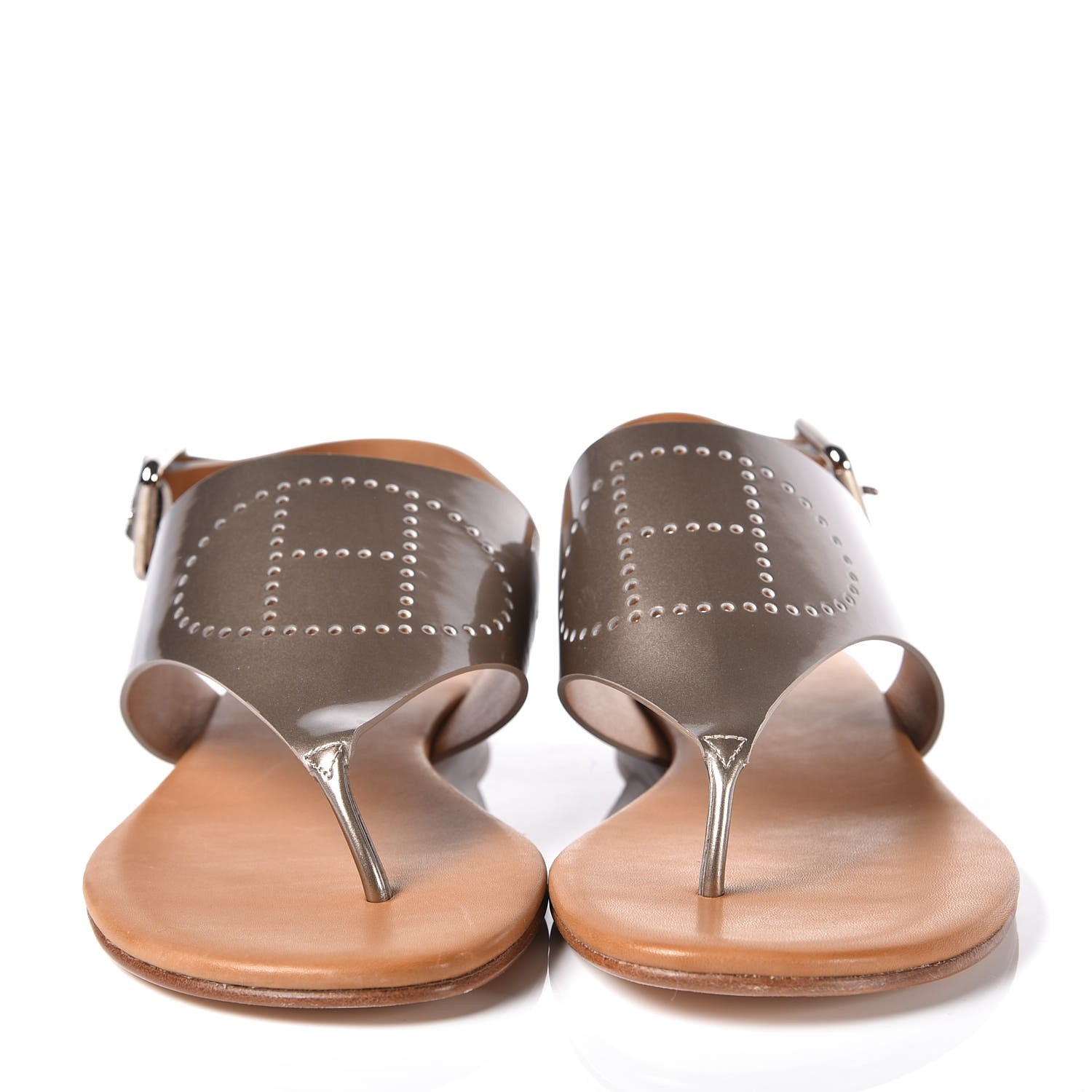 Hermes Metallic Calfskin Kola Sandals 38.5 Gold 2 of 7