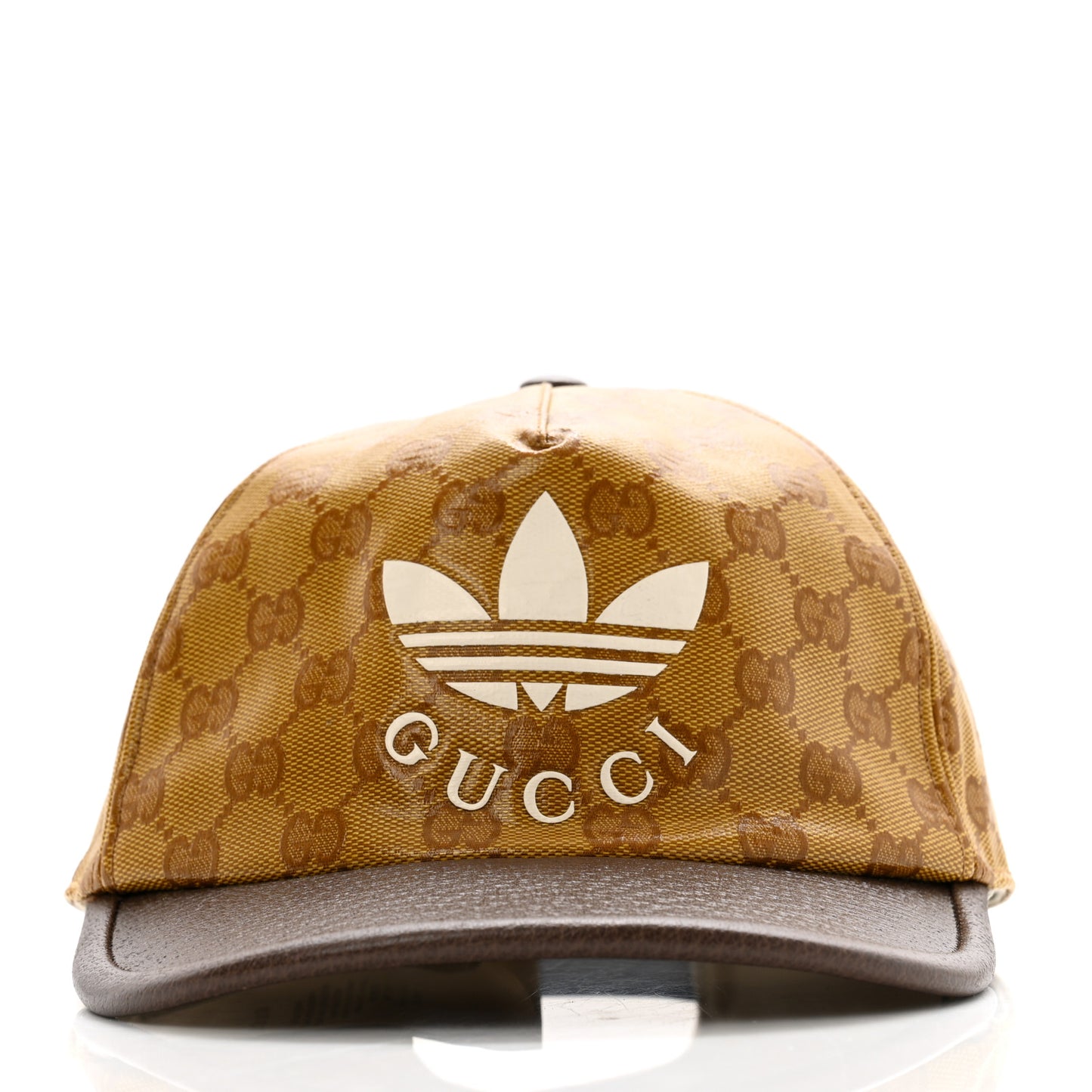 X ADIDAS Crystal Monogram Textured Dollar Calfskin Trefoil Embroidered Stefanos Baseball Hat L Mid Natural New Acero