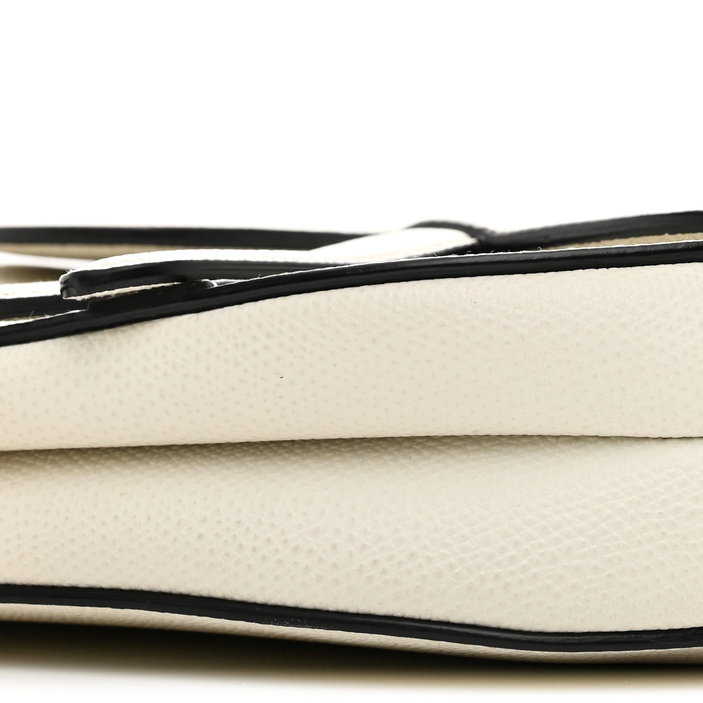 Grained Calfskin Mini Saddle Bag White