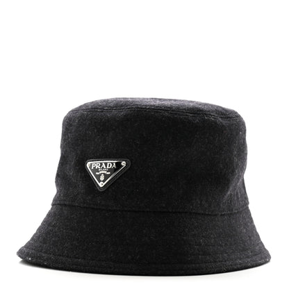 Prada Authentic Loden Wool Metal Triangle Logo Bucket Hat M Anthracite 1 of 10