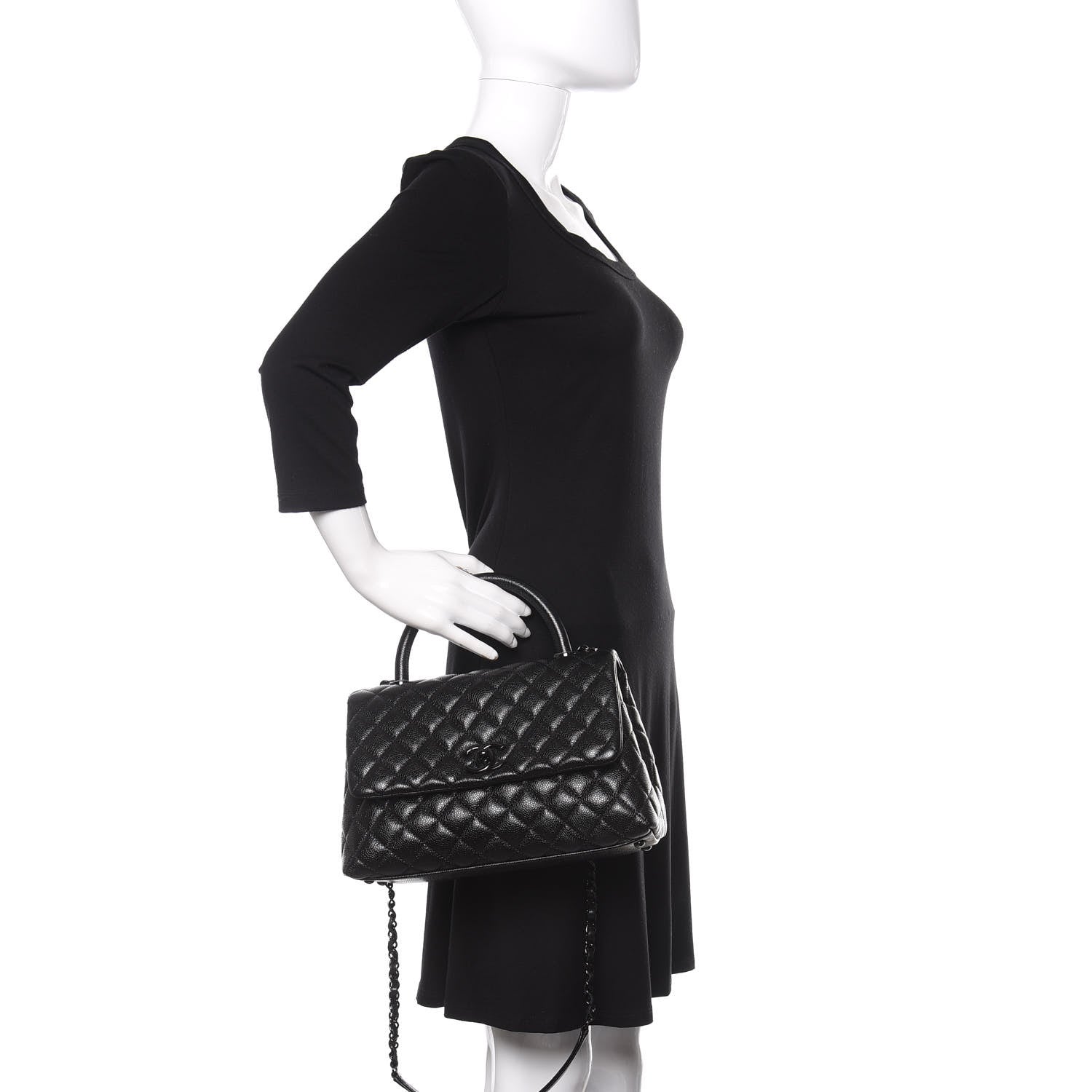 Chanel Caviar Quilted Small Coco Handle Flap So Black 3 of 11