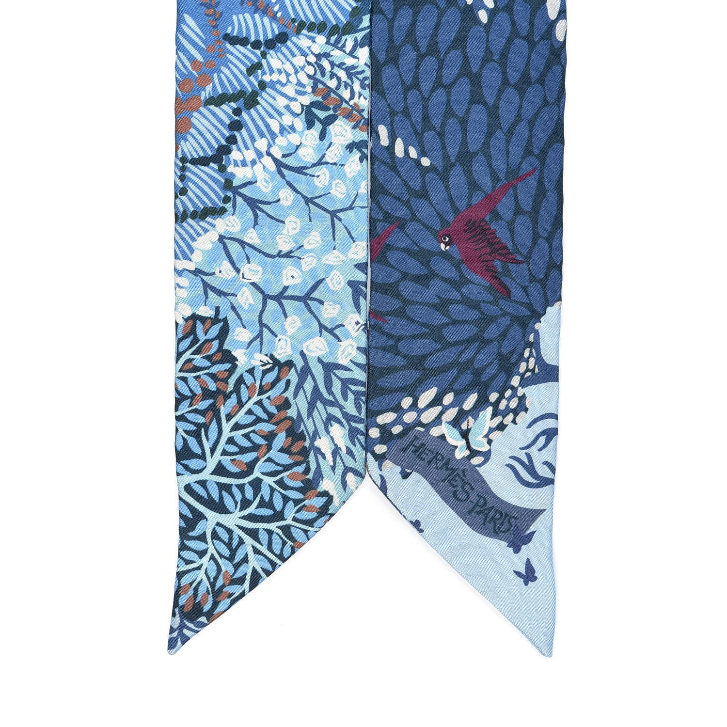 Hermes Silk Dans un Jardin Anglais Twilly Ciel Marine Brun 2 of 4