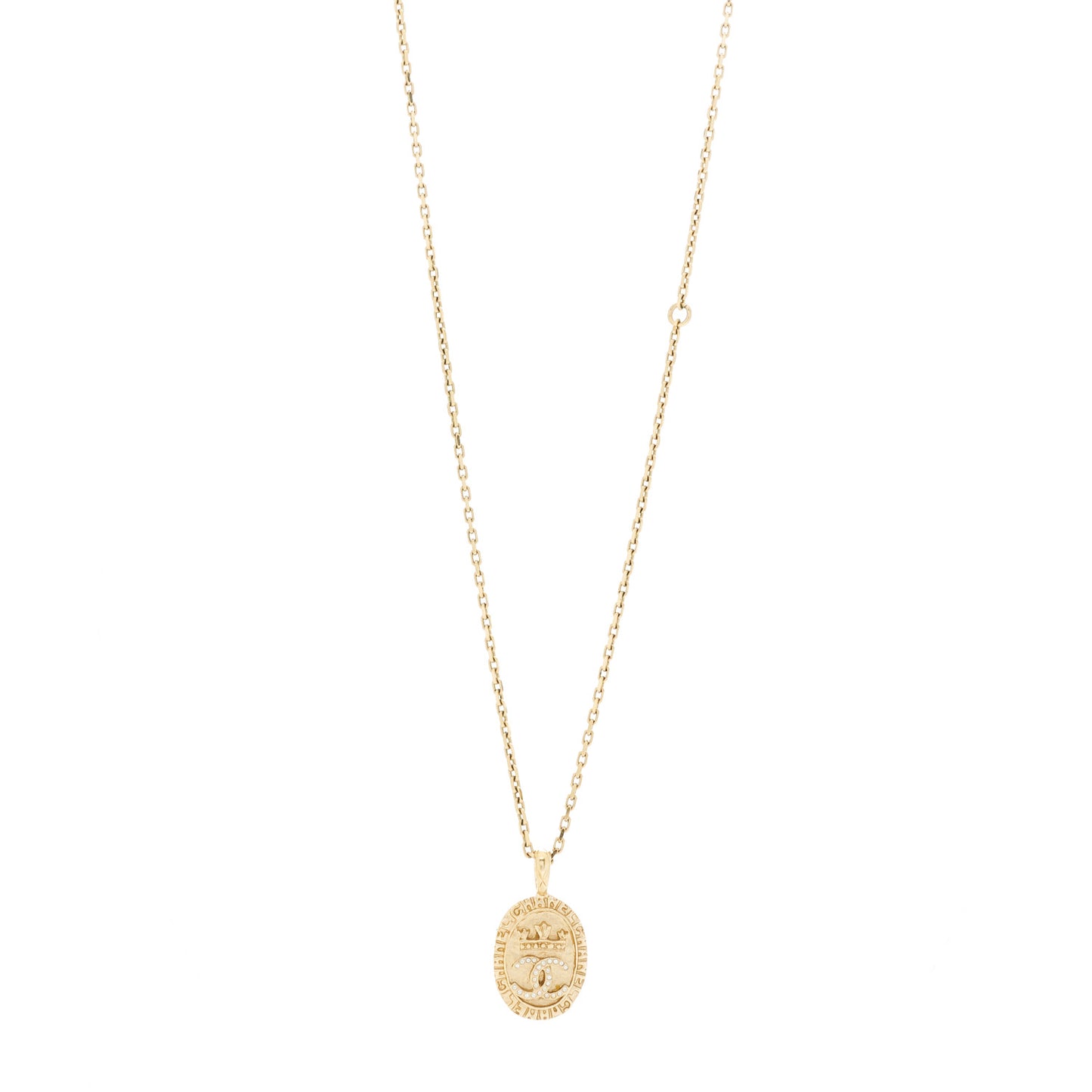 Crystal CC Medallion Necklace Gold