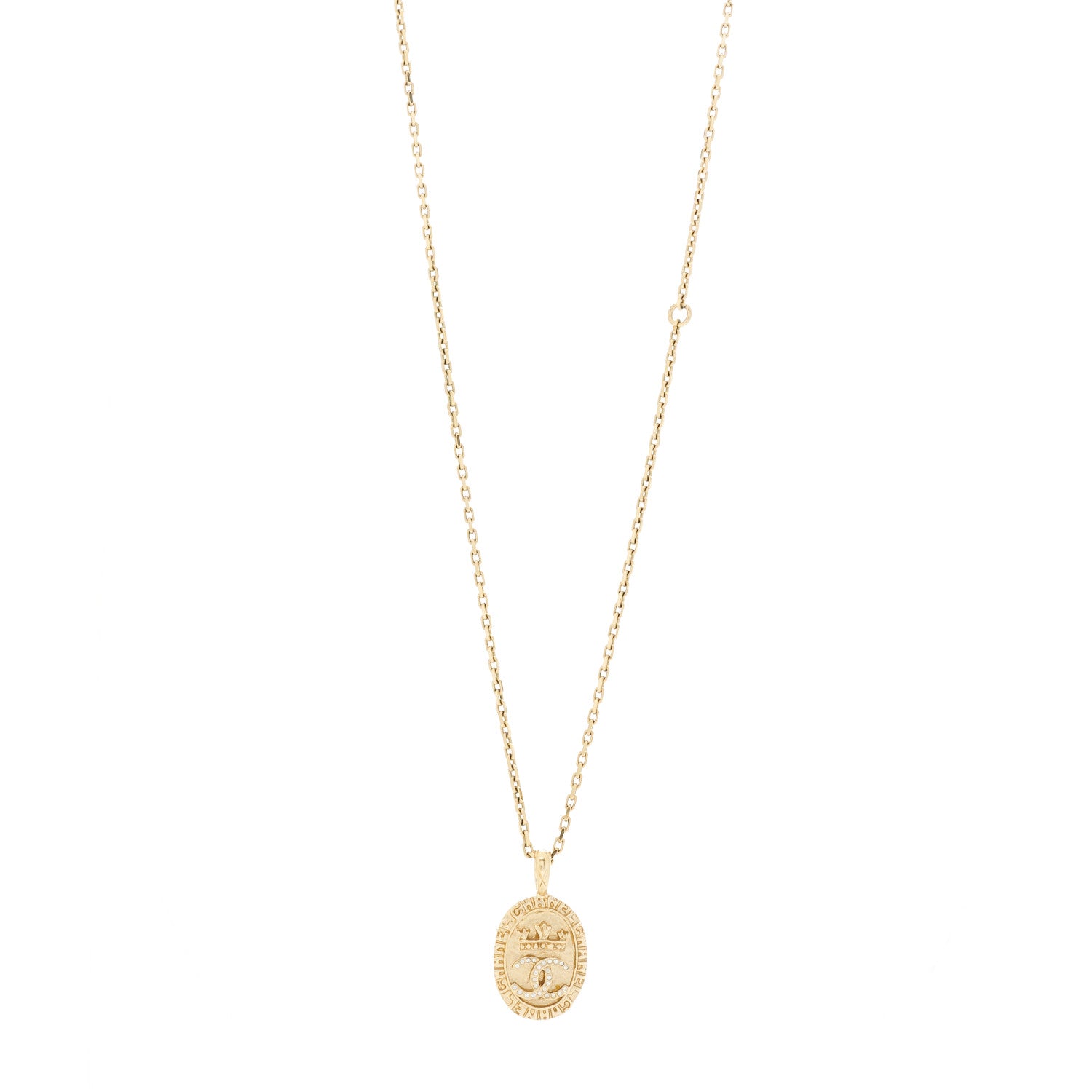 Chanel Crystal CC Medallion Necklace Gold 1 of 6