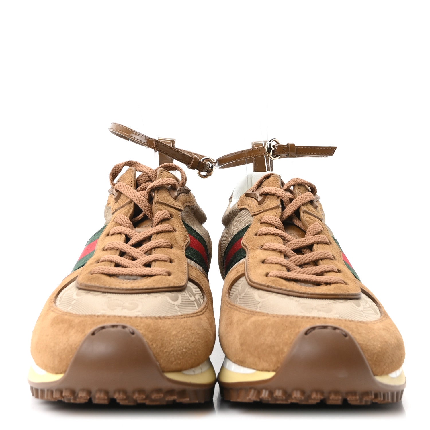 Gucci GG Suede Monogram Web Re-Motion Sneakers 41 Camel 3 of 10