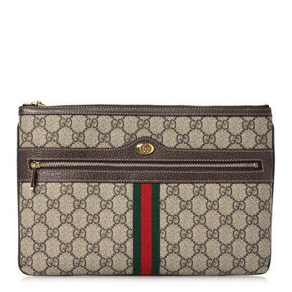 Gucci GG Supreme Monogram Large Ophidia Pouch Clutch Brown 1 of 11
