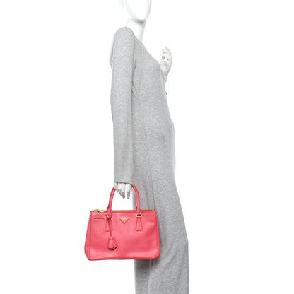Prada Saffiano Small Galleria Double Zip Tote Peonia 2 of 11