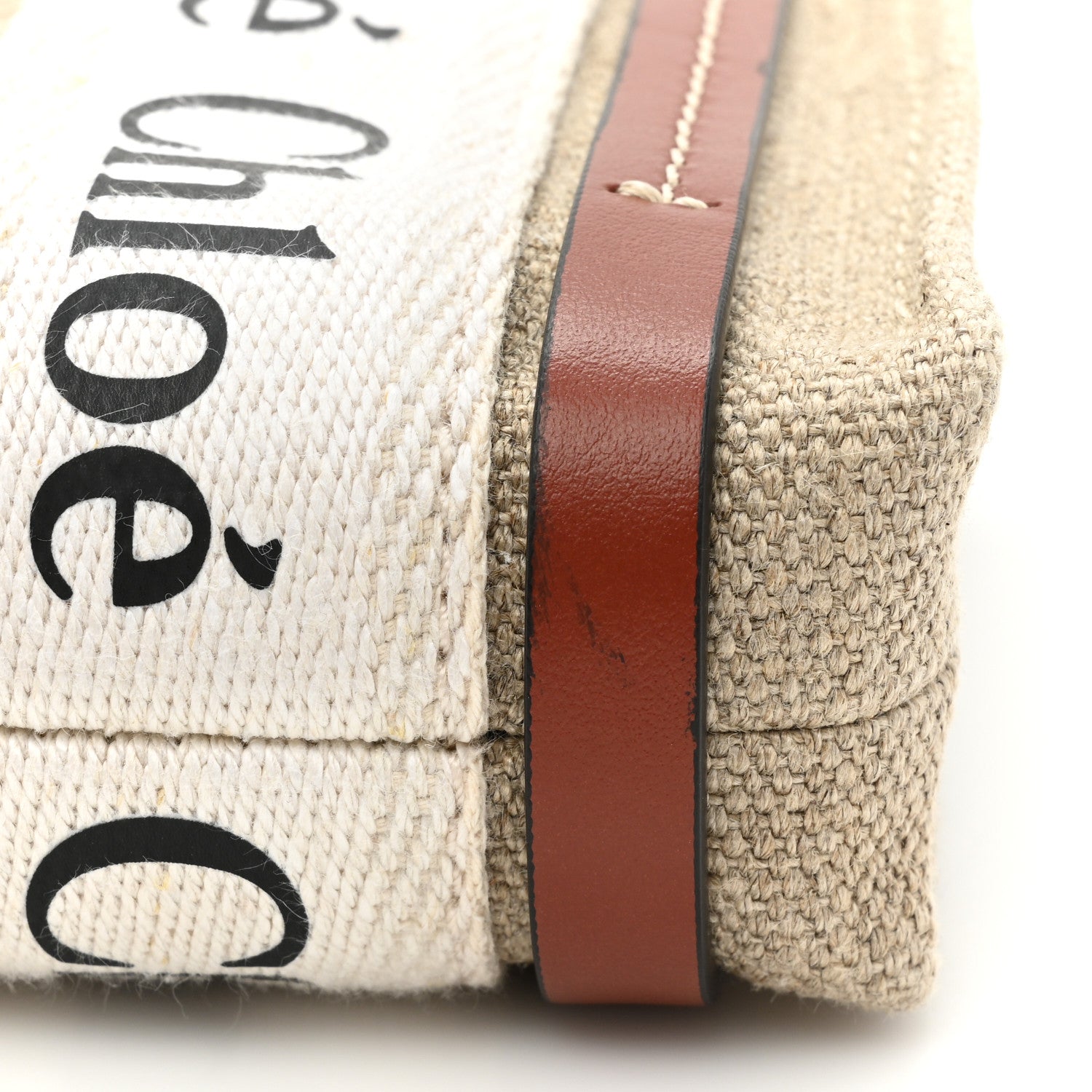 Chloe Cotton Calfskin Nano Woody Ribbon Tote White Brown 10 of 11