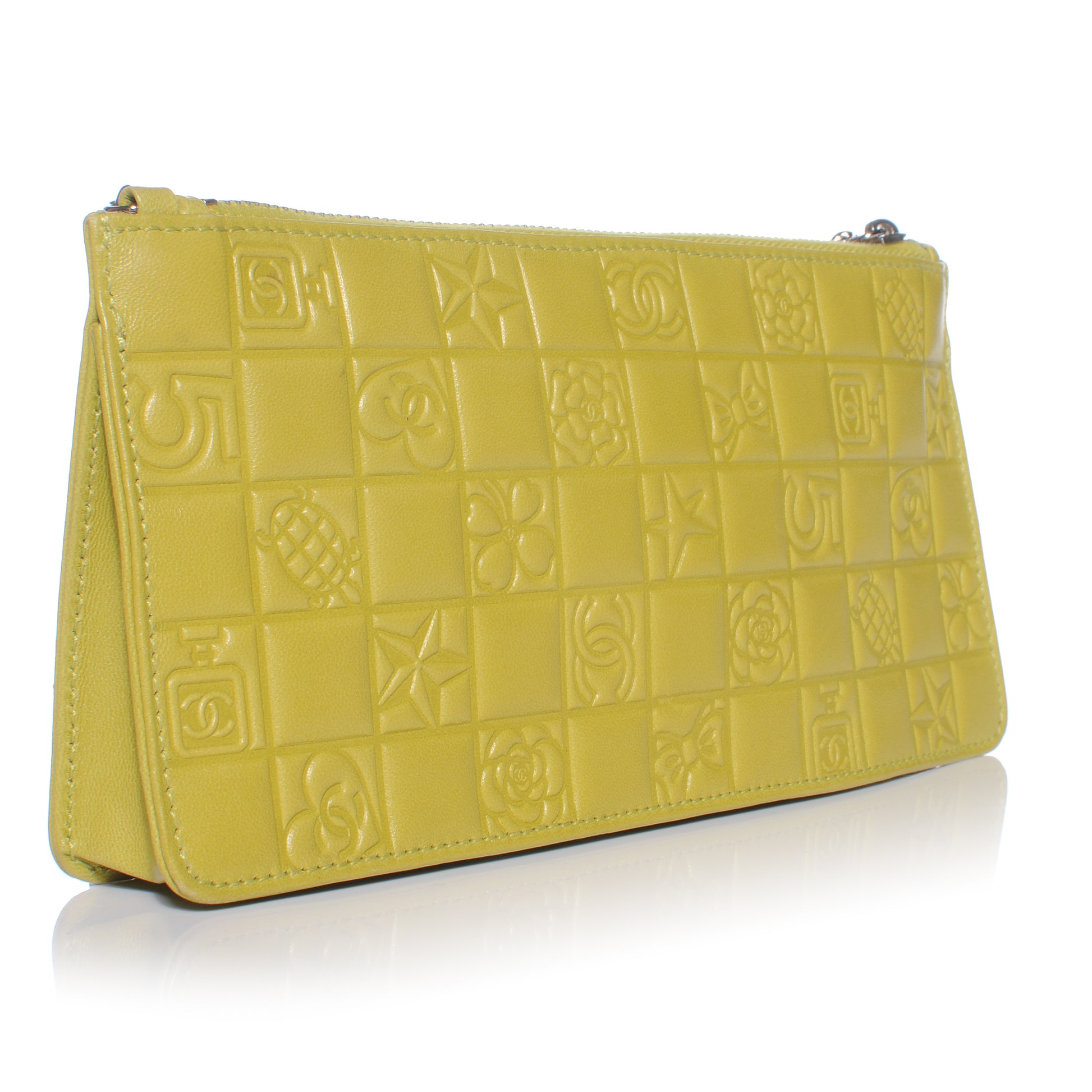 Chanel Lambskin Precious Symbols Pochette Chartreuse 3 of 8