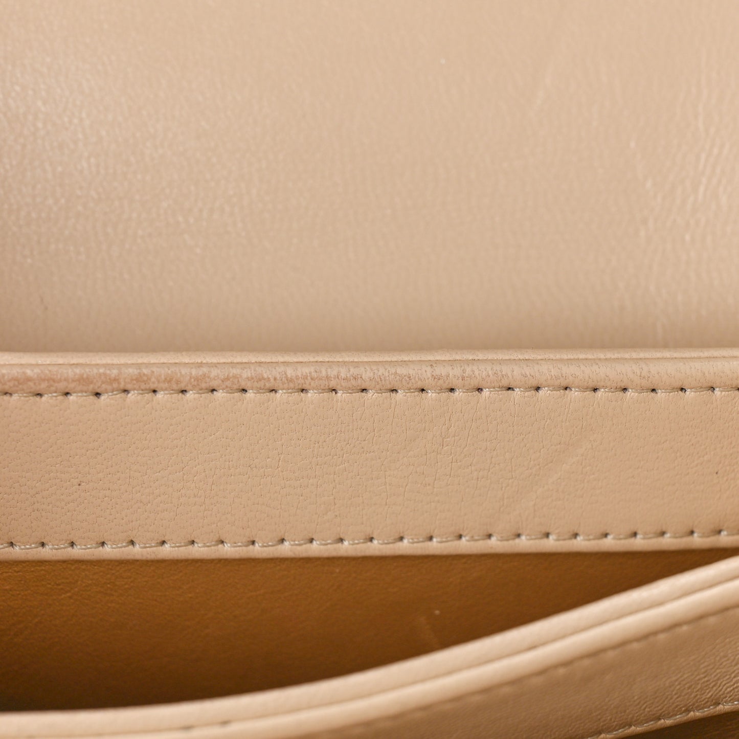 Lambskin Quilted Small Trendy Spirit Top Handle Bag Beige Beige