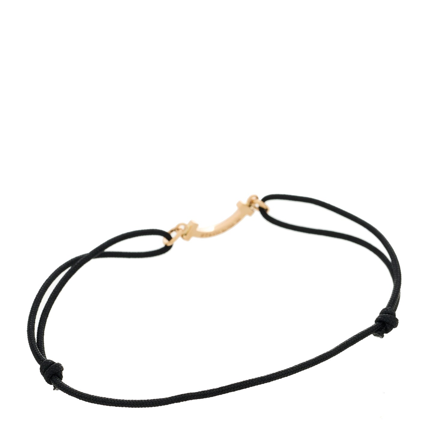 18K Rose Gold Mini T Smile Cord Bracelet Black
