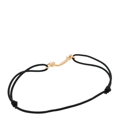 Tiffany 18K Rose Gold Mini T Smile Cord Bracelet Black 2 of 3