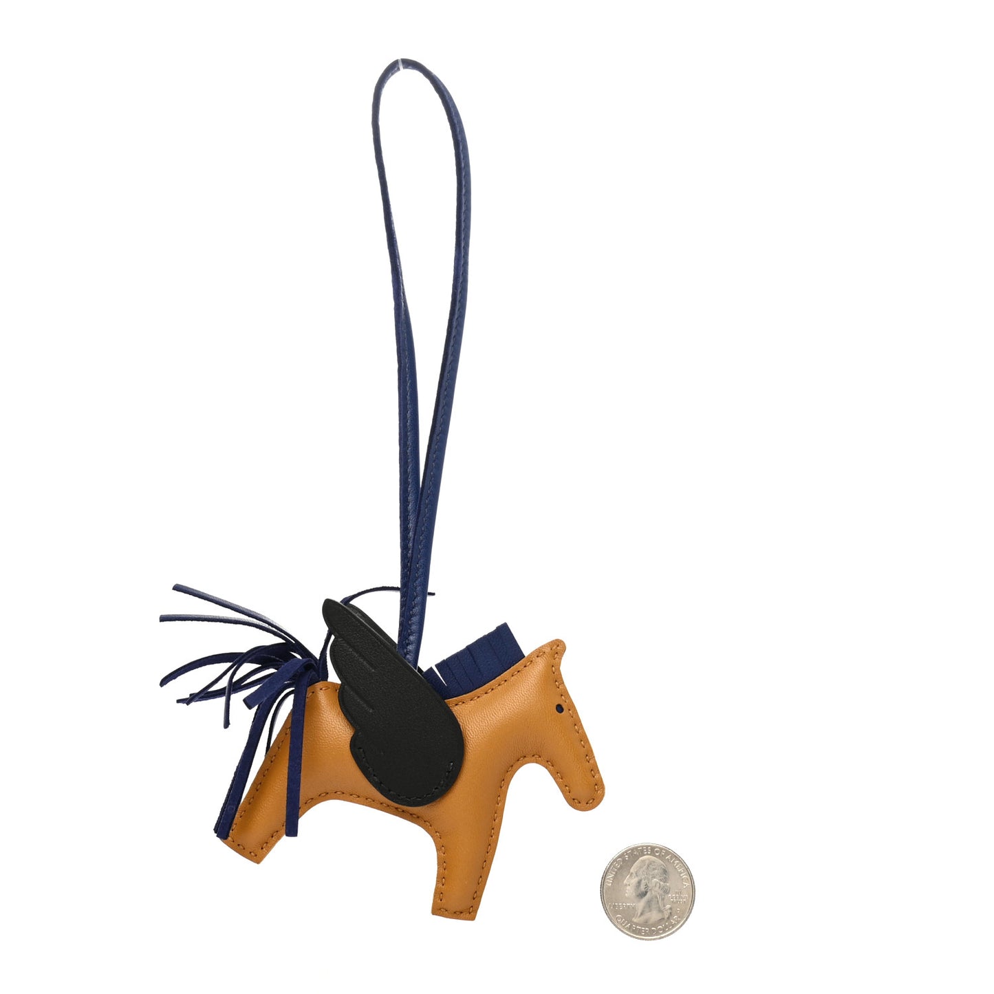 Milo Lambskin Grigri Rodeo Pegase Horse Bag Charm PM Sesame Black Bleu Saphir