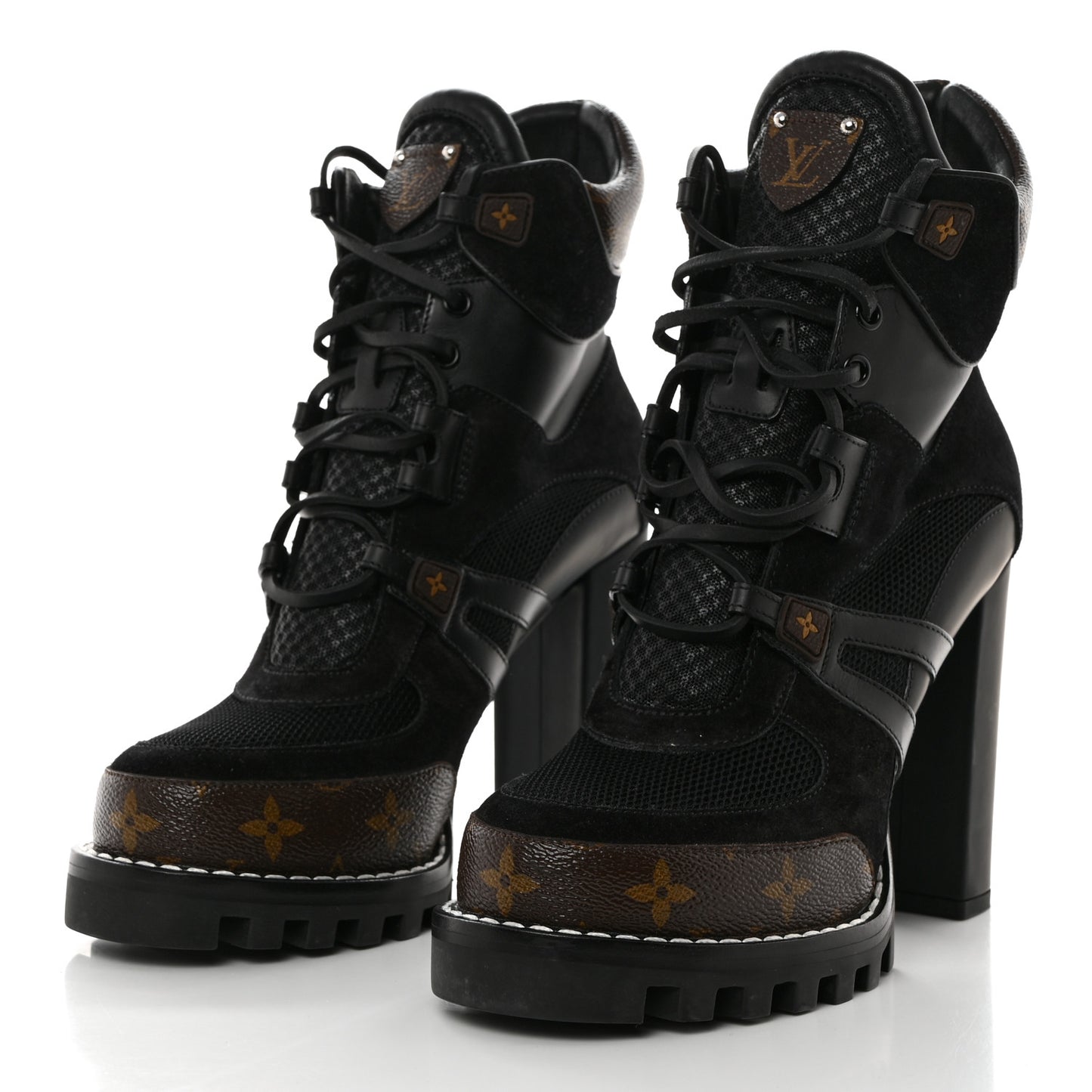 Suede Calfskin Monogram Star Trail Ankle Boots 39.5 Black