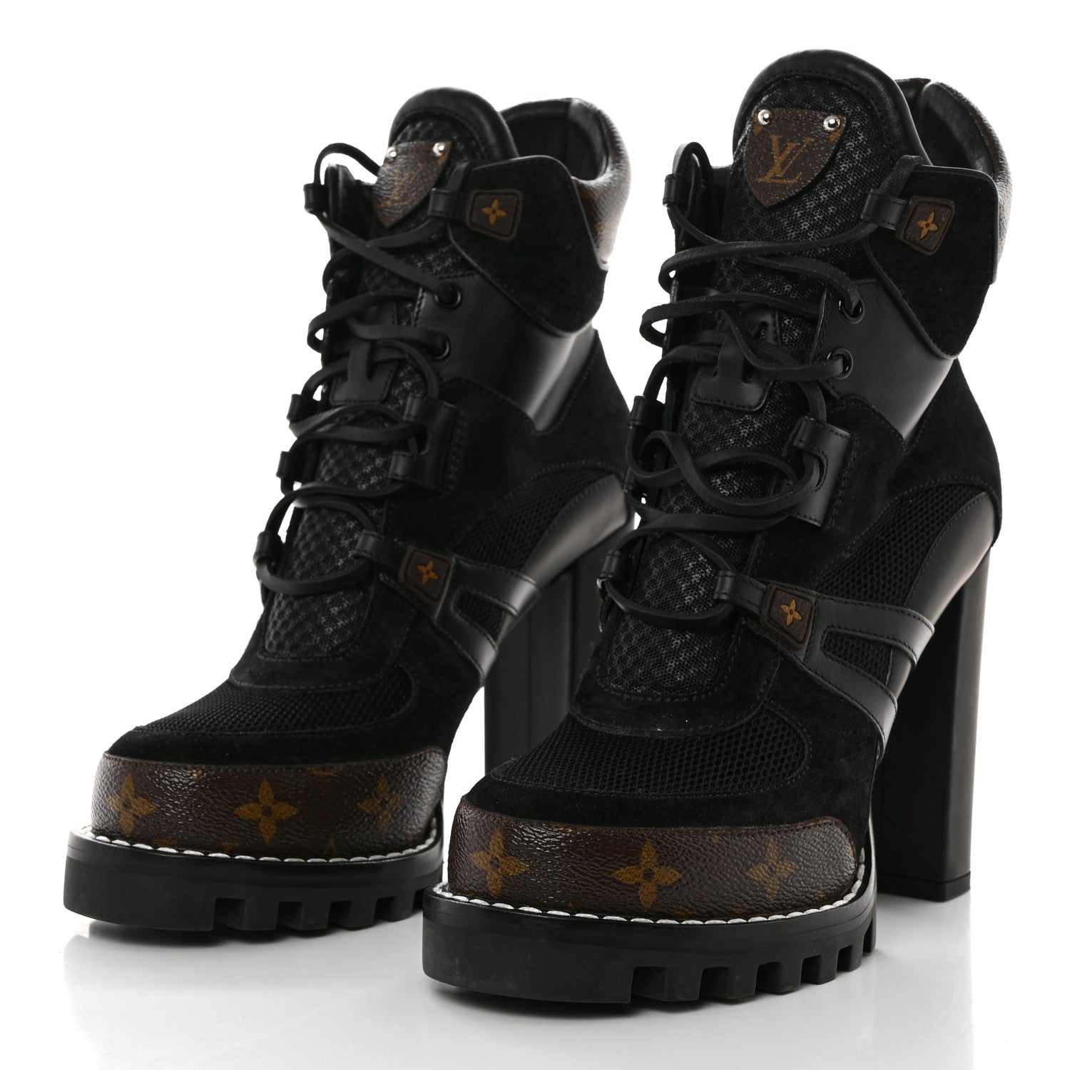 Louis Vuitton Suede Calfskin Monogram Star Trail Ankle Boots 39.5 Black 3 of 8