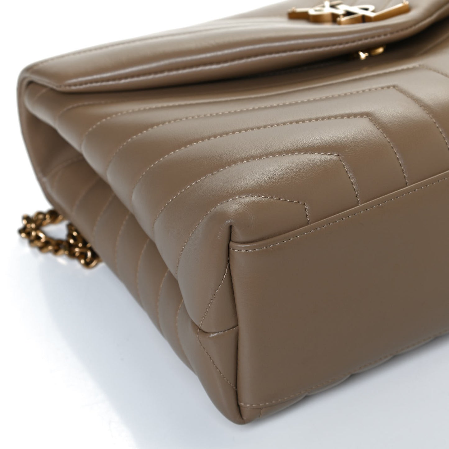 Calfskin Y Quilted Monogram Medium Loulou Chain Satchel Dark Latte