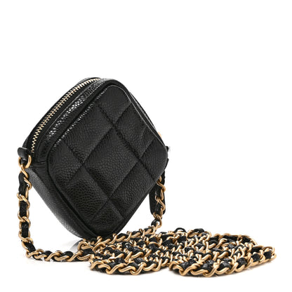 Chanel Caviar Quilted Diamond Coin Purse With Chain Black 3 of 10