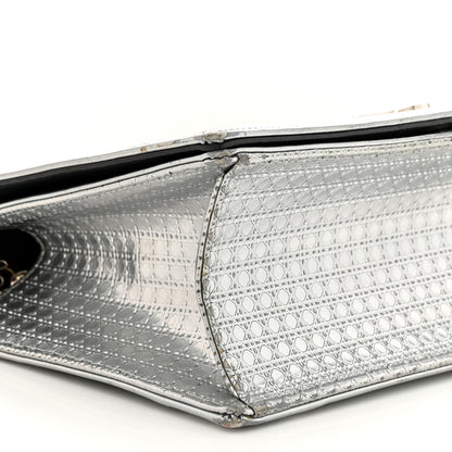 Christian Dior Metallic Patent Micro-Cannage Medium Diorama Flap Bag Silver 9 of 16