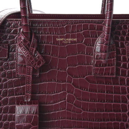 Saint Laurent Calfskin Crocodile Embossed Baby Sac De Jour Bordeaux 9 of 10