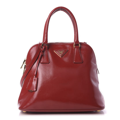 Prada Saffiano Vernice Dome Tote Rosso 1 of 10