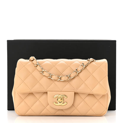 Chanel Lambskin Quilted Mini Rectangular Flap Beige 12 of 12