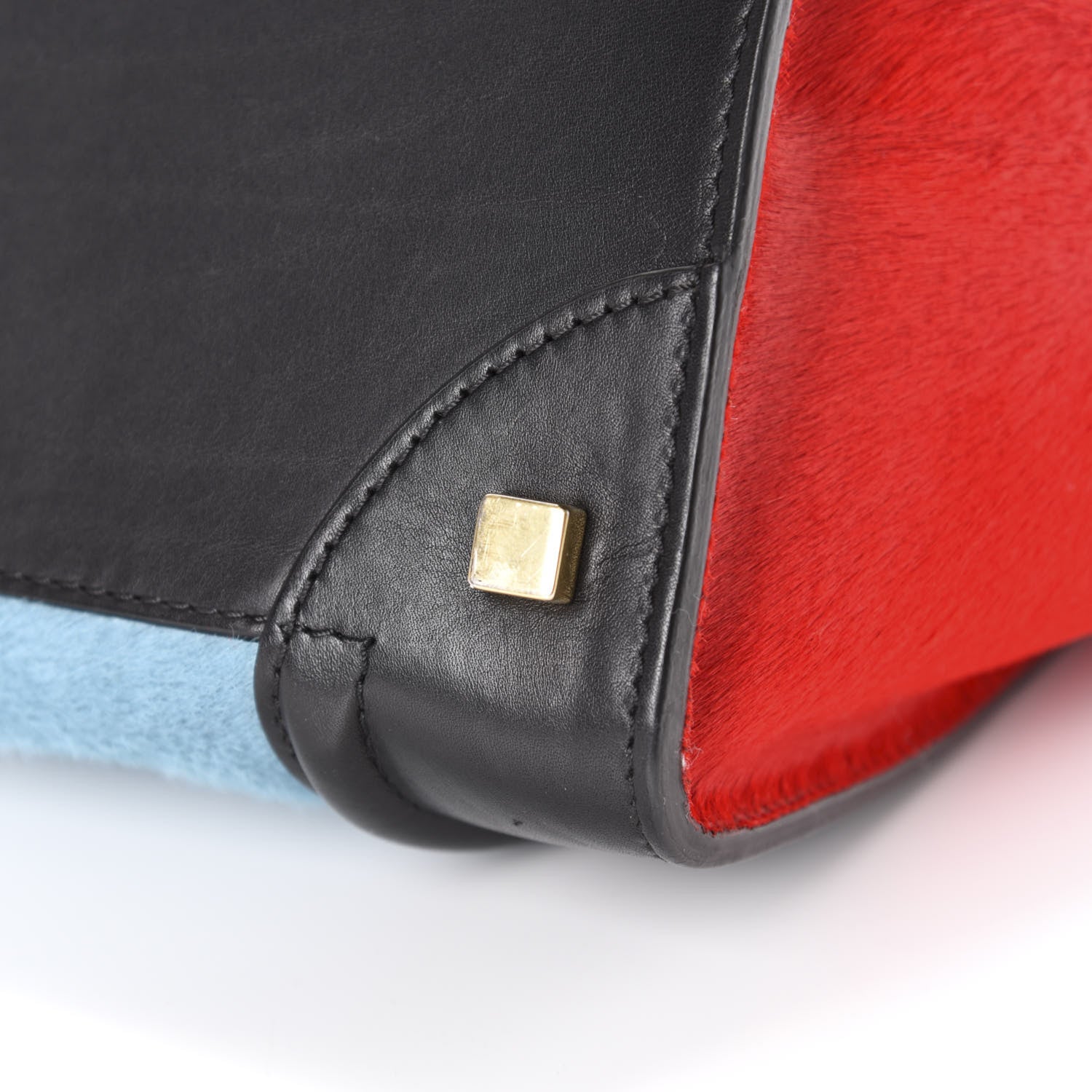 Celine Pony Hair Mini Tri-Color Luggage Glacier Red Black 12 of 18