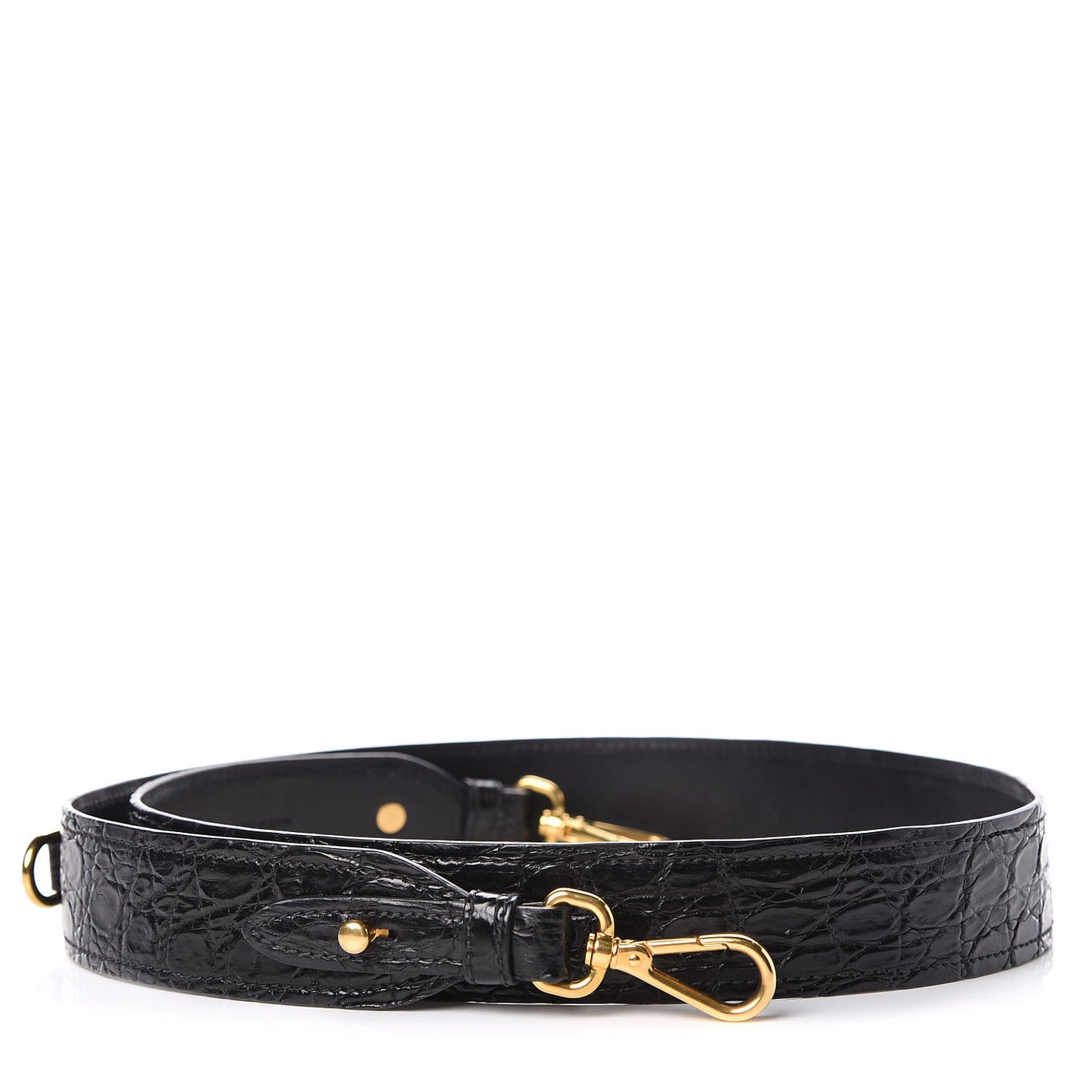 Calfskin Crocodile Embossed Pionniere Shoulder Strap Black