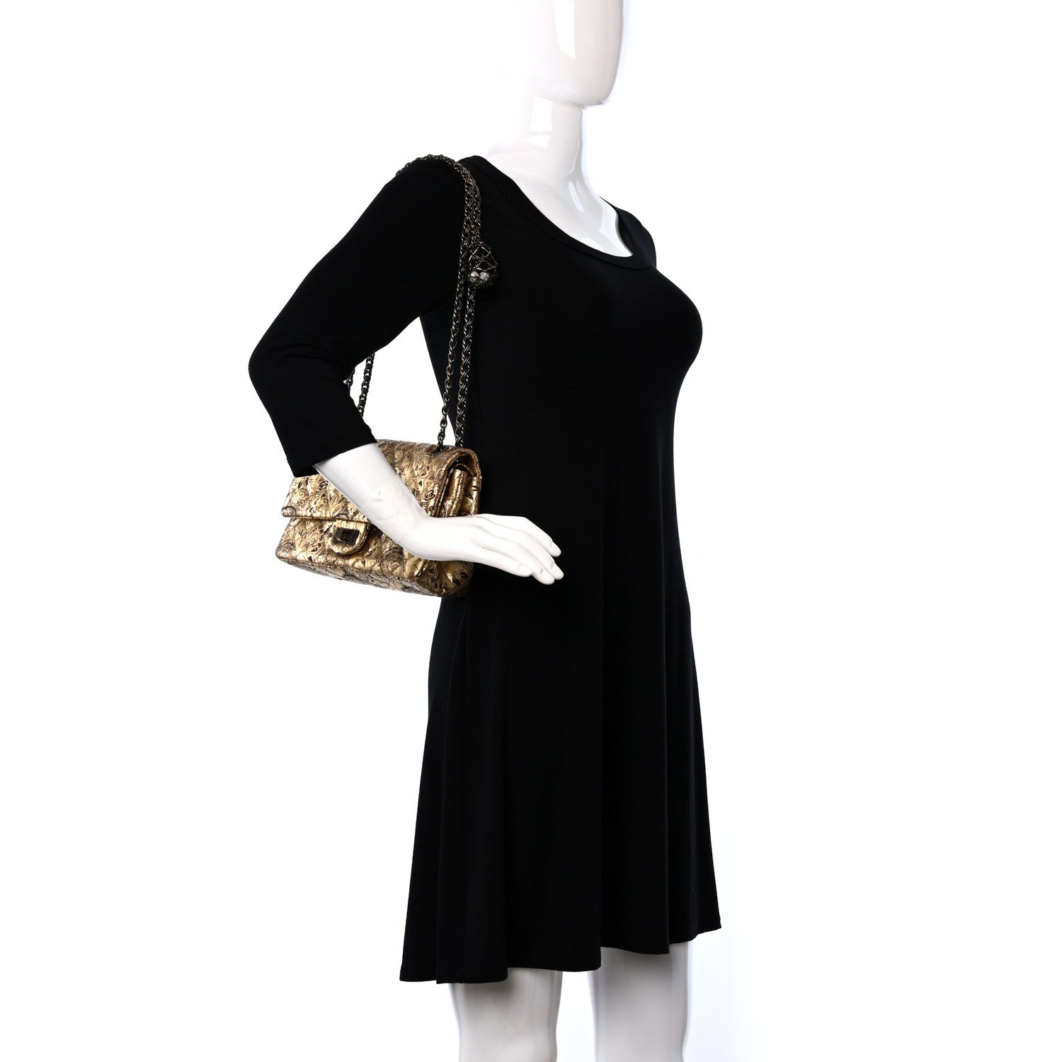 Chanel Buffalo Hand Painted Lace 2.55 Reissue 225 Flap Gold 2 of 9