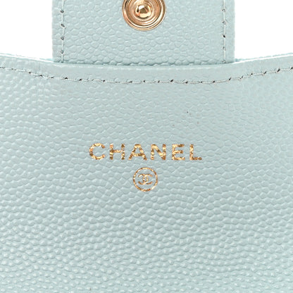 Chanel Caviar Quilted Flap Card Holder Wallet Light Blue 6 of 9