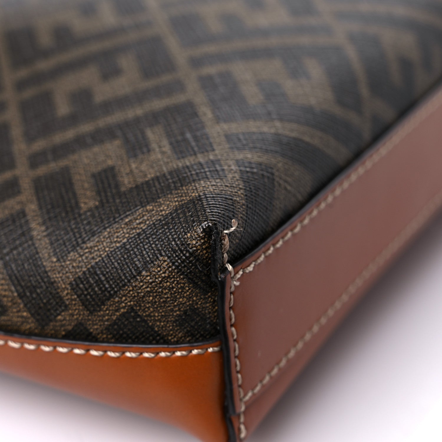 Fendi Glazed Fabric Vitello King FF 1974 Diagonal Medium East West Messenger Tobacco Moro Cuoio 9 of 10