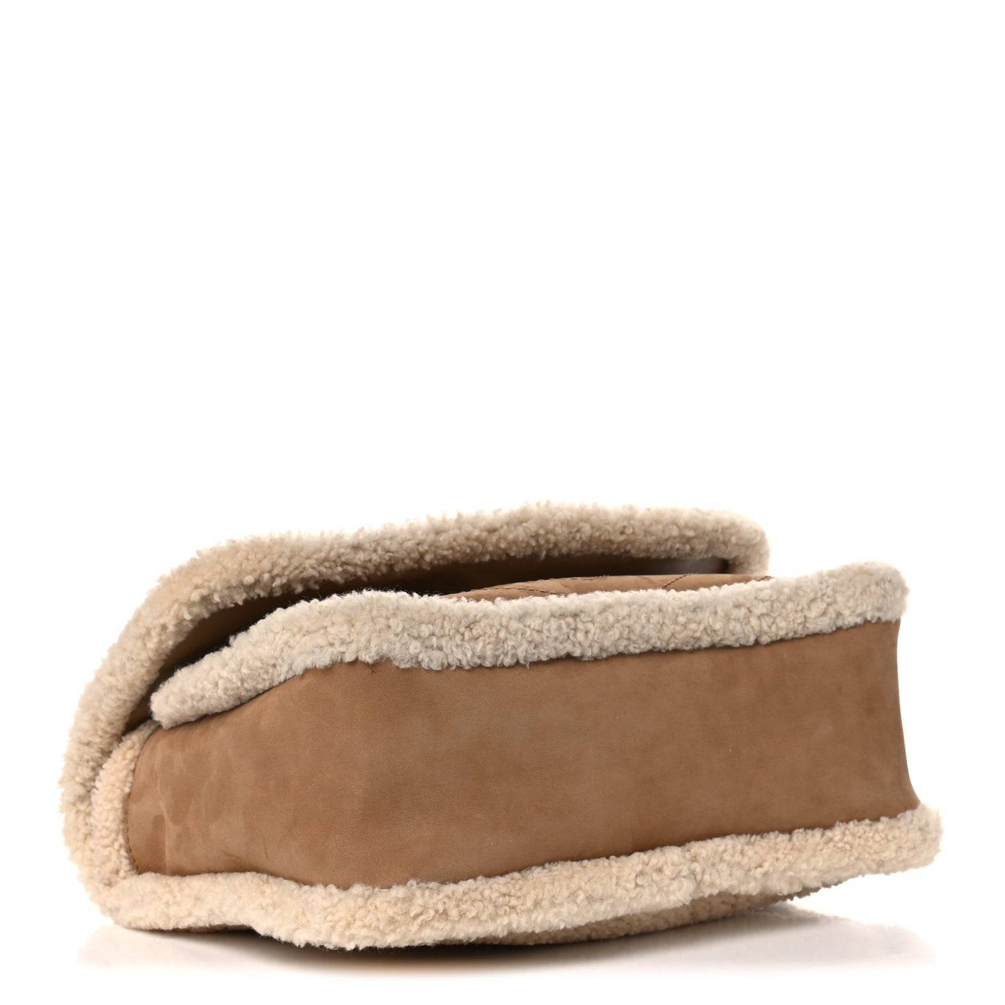 Nubuck Shearling Monogram Medium Niki Chain Satchel Ivory Natural Tan