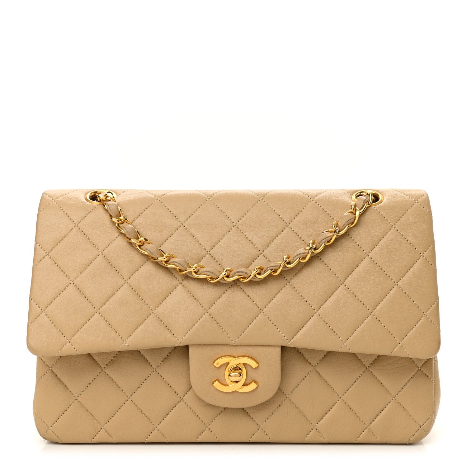 Chanel Lambskin Quilted Medium Double Flap Beige 1 of 10