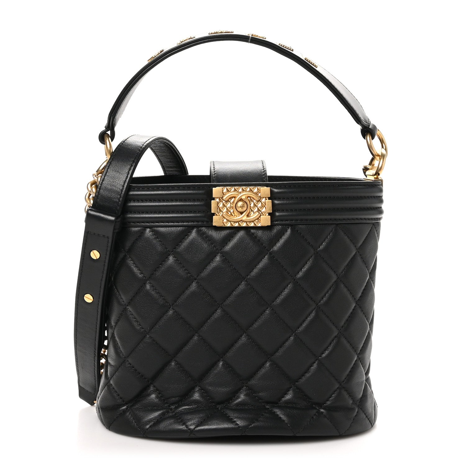 Chanel Calfskin Quilted Boy Bucket Bag Black 1 of 10