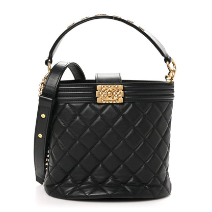Chanel Calfskin Quilted Boy Bucket Bag Black 1 of 10