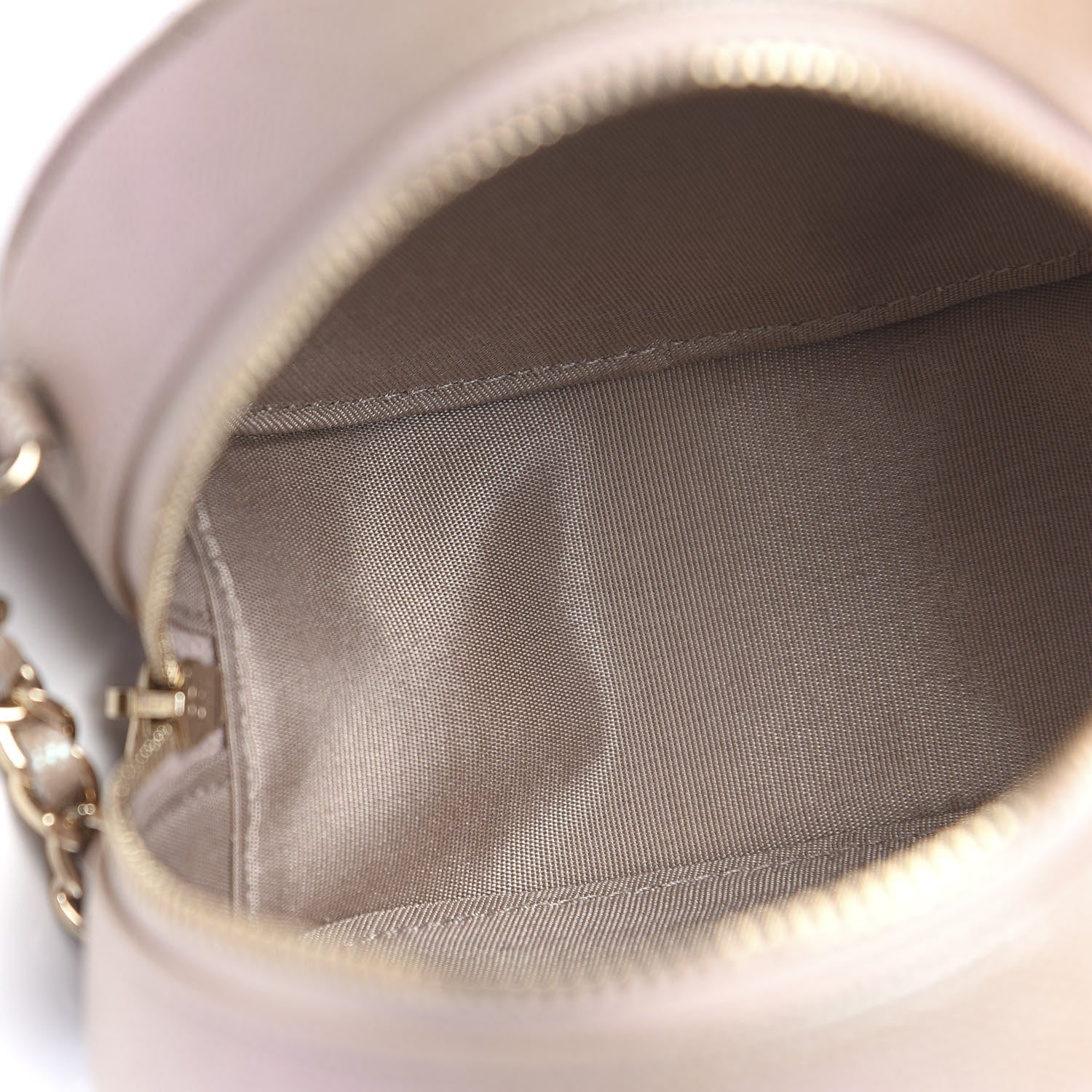 Chanel Iridescent Caviar Quilted Round Clutch With Chain Beige 5 of 11