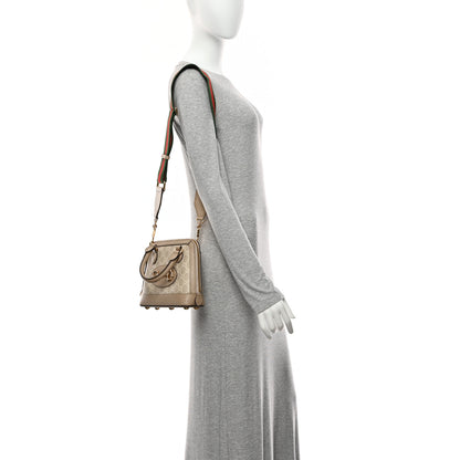 Gucci GG Supreme Monogram Textured Dollar Calfskin Mini Horsebit 1955 Top Handle Bag Beige Mystic White Oatmeal 2 of 10