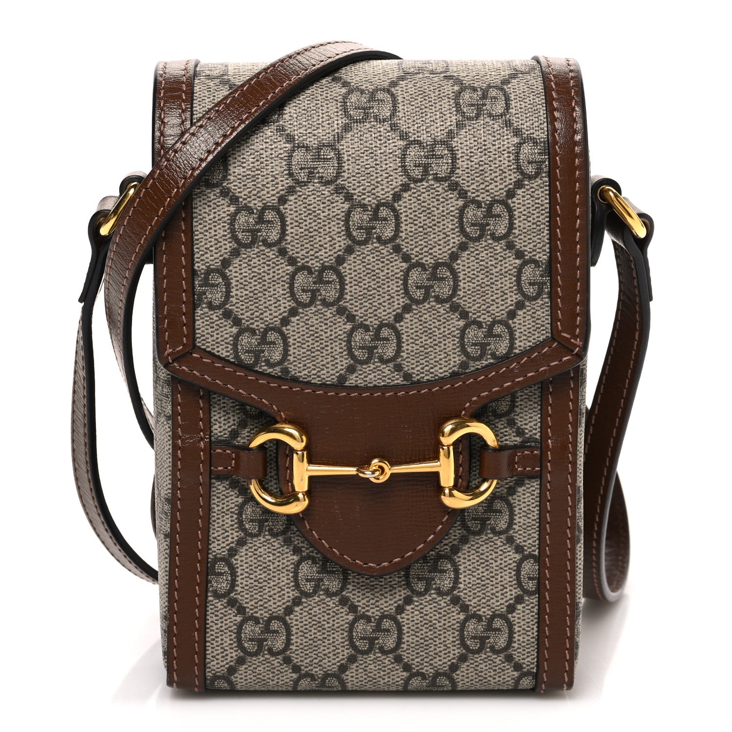 Gucci GG Supreme Monogram Mini Horsebit 1955 Crossbody Bag Beige Brown Sugar 1 of 10