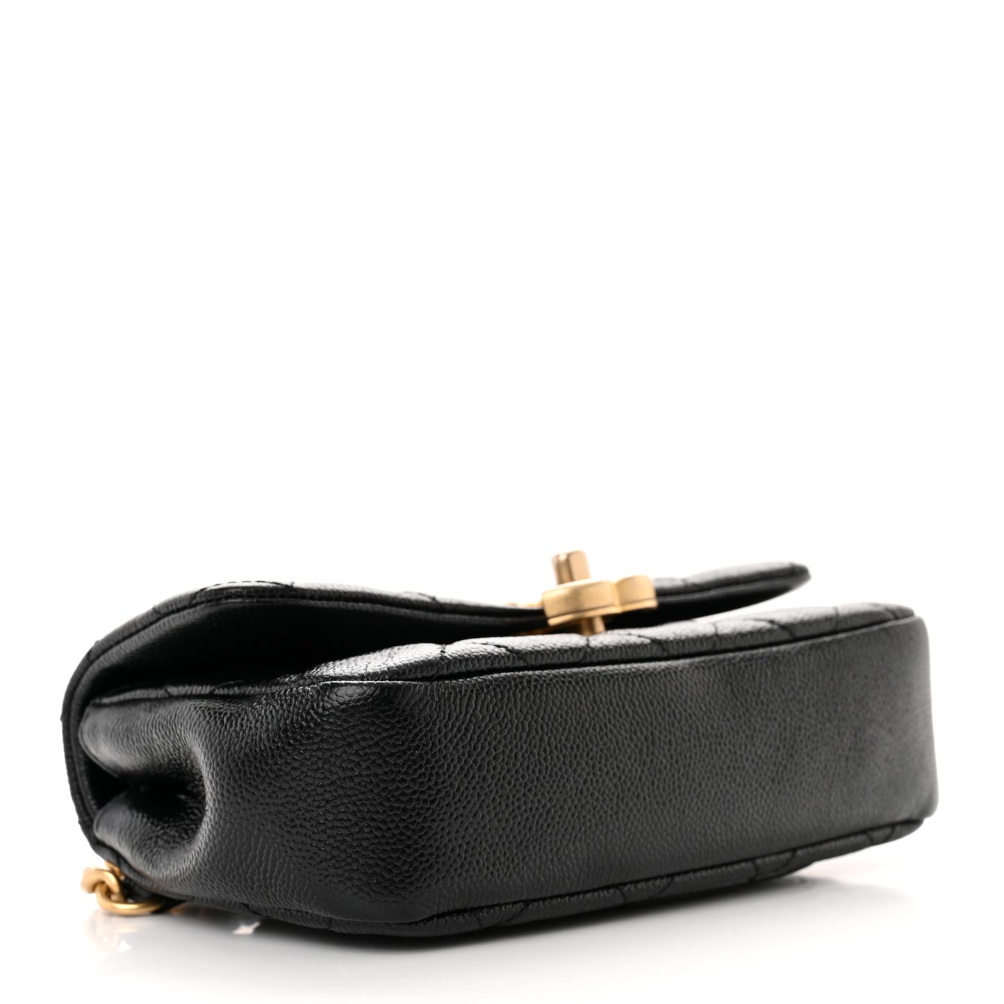 Shiny Caviar Quilted Chain Melody Waist Belt Bag Black