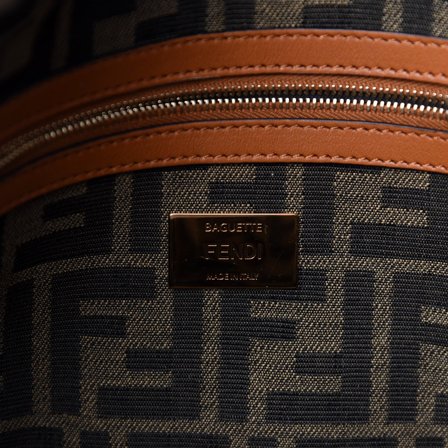Fendi Raffia Vitello Seta FF Woven Large Baguette Brick Natural 11 of 13
