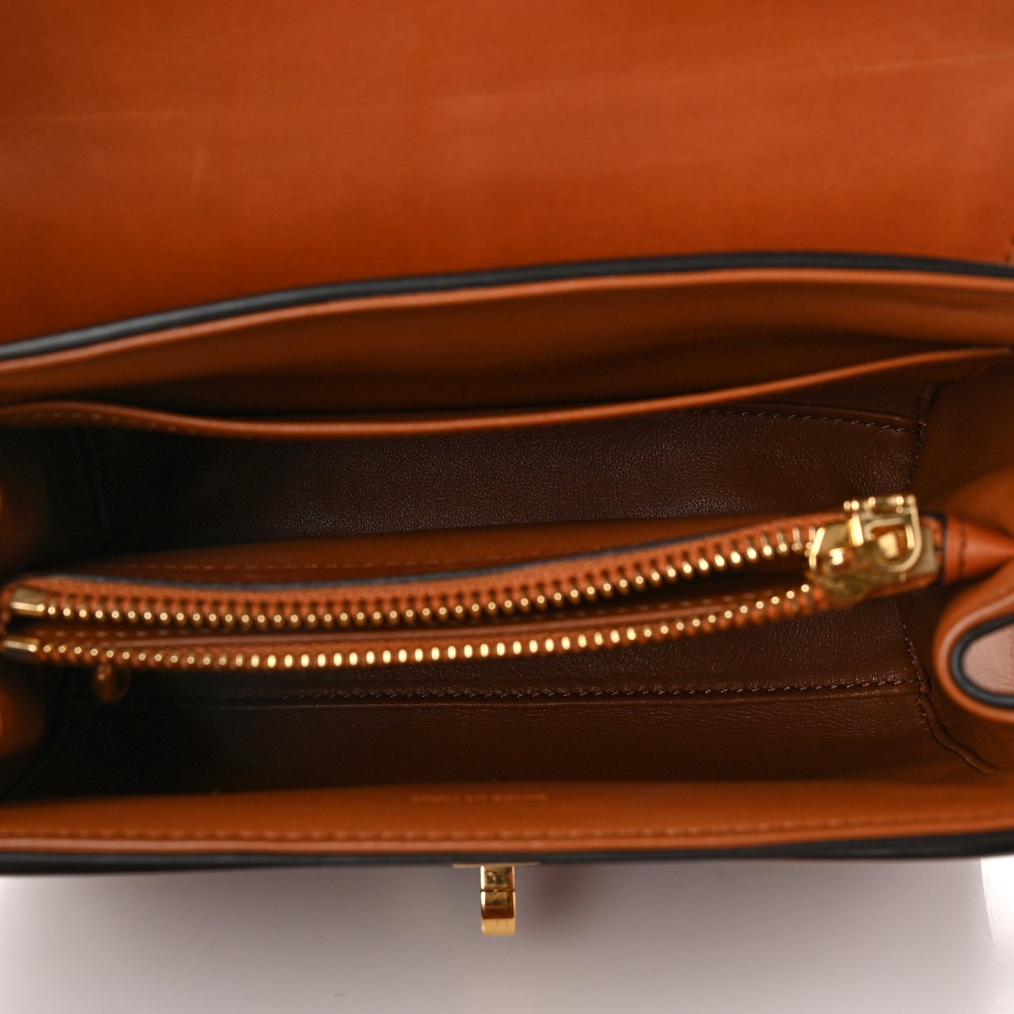 Satinated Calfskin Mini 16 Top Handle Bag Tan