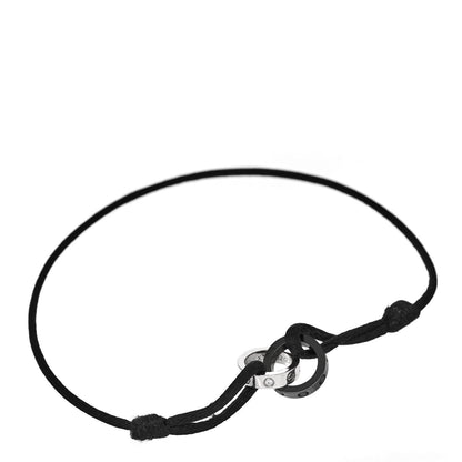 Cartier 18K White Gold Ceramic 4 Diamond LOVE Cord Bracelet Black 1 of 4