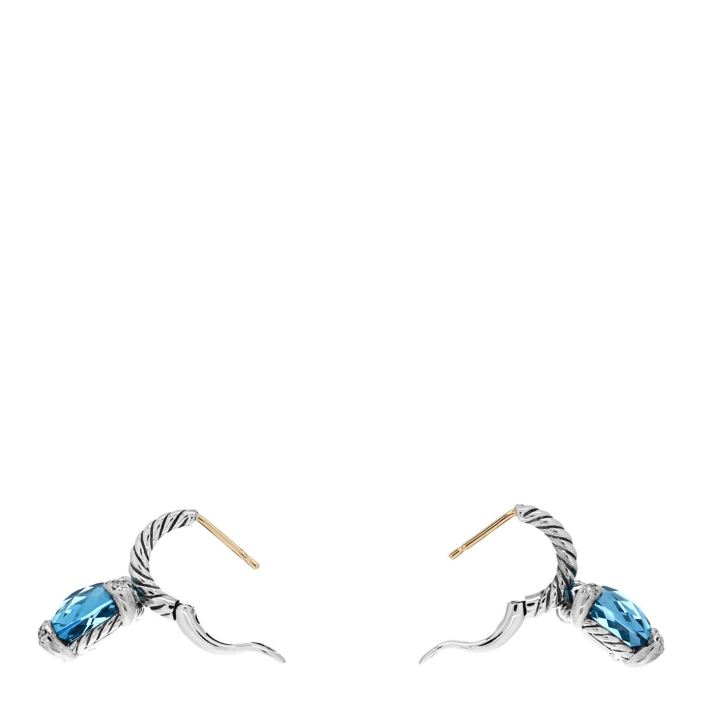 Sterling Silver Blue Topaz Diamond Chatelaine Drop Earrings