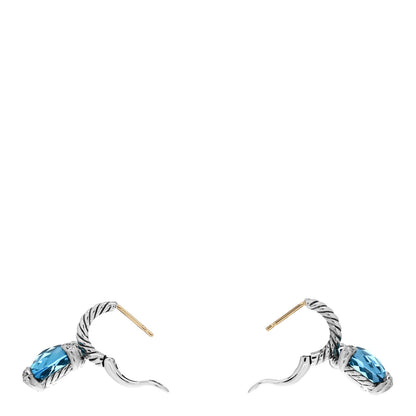 David Yurman Sterling Silver Blue Topaz Diamond Chatelaine Drop Earrings 3 of 4